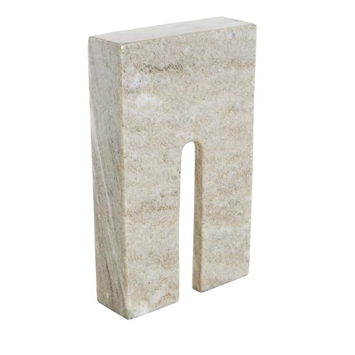 Deco 79 Marble Geometric Decorative Sculpture Rectangular Home Decor Statue with Arched Groove Interior, Accent Figurine 6\" x 2\" x 11\", Beige - Thumbnail 3