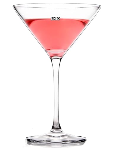 Image of BINZO Martini Cocktail Glasses, Set of 6, 190 ml, Classic Stem Glassware for Mocktail, Cold Drinks, Juice, Wine, Parties, Gift, Cosmopolitan, Margarita, Bar Home, Manhattan, Pack of (6)