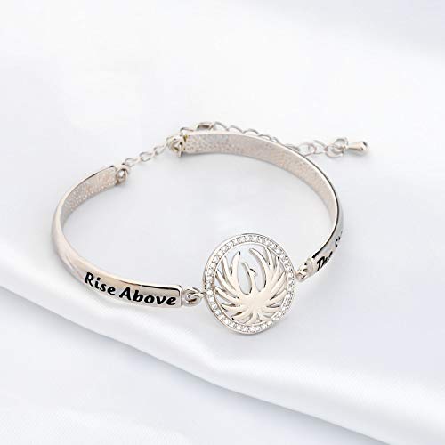 LQRI Phoenix Bracelet Rise Above the Storm Phoenix Charm Bracelet Fire Bird Jewelry Phoenix Rebirth Jewelry Inspirational Gift for Friends Graduates4