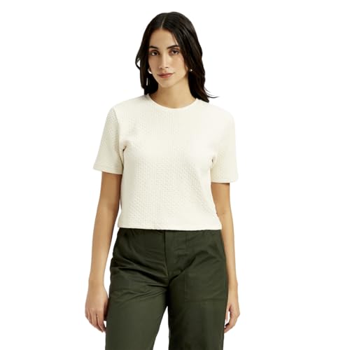 Image of Levi's Women's Cotton Classic Fit Textured Off-Crew Neck Top