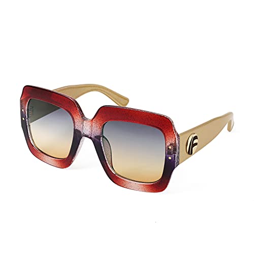 FEISEDY Retro Trendy Square Sunglasses for Women Oversized Stylish Inspired Shades Vintage Desinger Sunglasses B2276