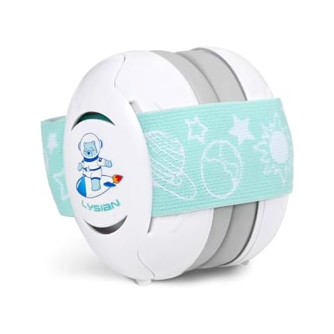 LYSIAN Baby Headphones Hearing Protection Ear Muffs for Infants 0-3 Years with Elastic Headband, Noise Cancelling Baby Earmuffs for Parade Fireworks, Festival, Sleep, Travel, Plane (White) Cover