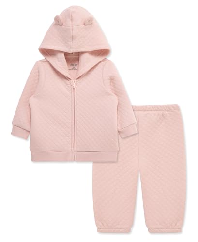 Little Me Simply Essential Solids for Baby Gender Neutral Organic Cotton Quilt Hoodie and Pant Set, 3 Months to 12 Months3