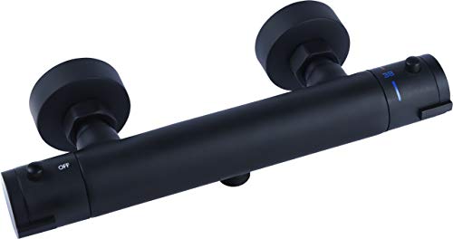 Cornat NERS3 Noir NERS3-Grifo termostático para Ducha (latón Negro Mate, Manilla de selección de Temperatura y Bloqueo de Agua Caliente, Montaje en Superficie), Color