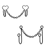 Juego de 2 anillos de nariz falsos africanos para tabique con corazón y cadena de nariz de circonita cúbica, aretes de cristal de circonita cúbica, sin perforación, joyería corporal para mujer