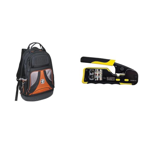 Klein Tools Tool Bag Backpack & Data Cable Crimper Set