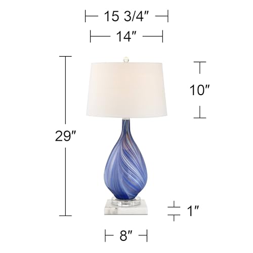 Lámpara de mesa moderna Taylor azul con base de mármol blanco miniatura 4