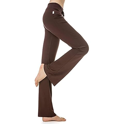 BBTRE Womens Wide Leg Trousers Fitness Sports Ladies Yoga Pants Flared Jogger Pants Active Sweatpants Drawstring Athletic Lounge Pants (Brown,XL,) Cover