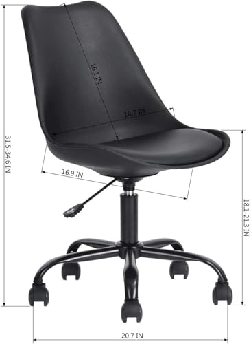 Image of Amazon Brand - Umi Faux Leather Height-Adjustable Modern Revolving Rotary Arm Office Study Desk Chair - Ideal for Spa, Bar, Home - Orange & White Color