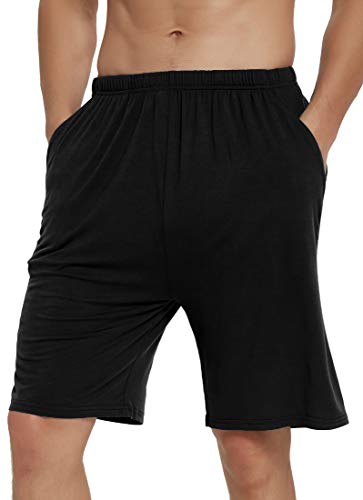 Image of JINSHI Men's Pajama Shorts Soft Comfortable Lightweight Elastic Drawstring Men Lounge Sleep Shorts with Pockets