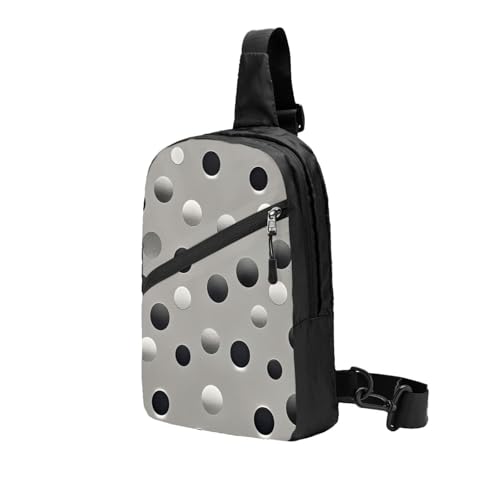 Black White Polka Dots Print Men's and Women's Foldable Crossbody Bag,Sports Crossbody Bags,and Daily Chest Bags2