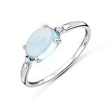 Tipo de metal: oro blanco Miore mujer 9 k (375) oro blanco talla ovalada azul topacio diamante