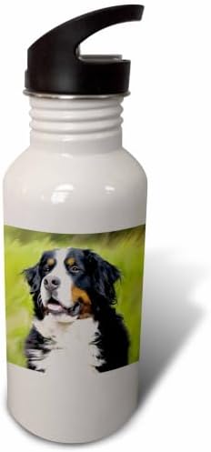 3dRose Bernese Mountain Dog Sports Water Bottle, 21 oz, White image 4