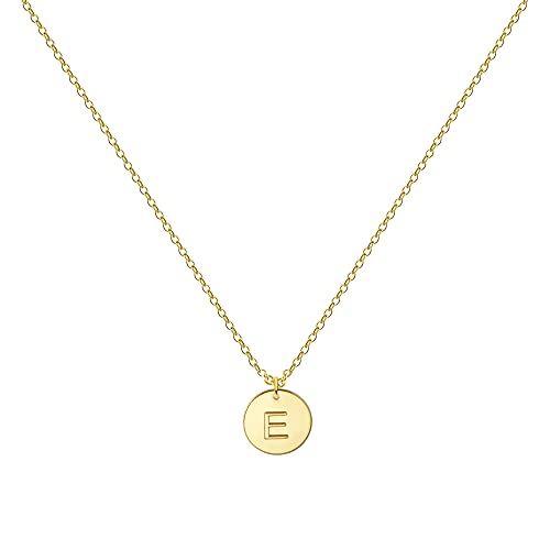 Glimmerst Personalized Initial Necklace 18K Gold Plated Stainless Steel Coin Pendant Letter Necklace Memorable Monogram Name Necklace for Women