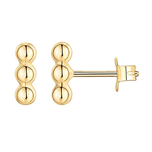 Pavoi 14K Yellow Gold Plated 925 Sterling Silver Post Beaded Bar Stud Earring | Womens Dainty Stud Earrings | Trendy Womens Earrings #TOP10