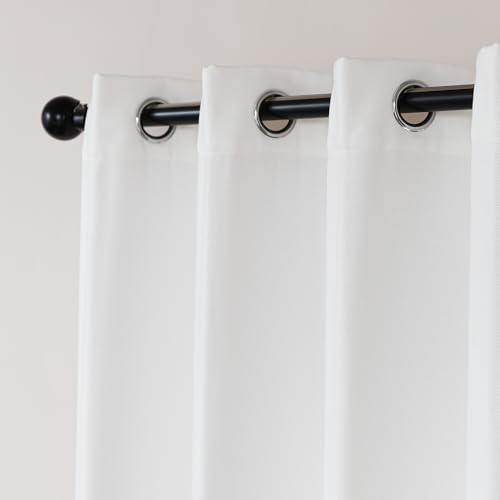 Amazon Basics Chenille Room Darkening Curtains, Light Filtering Window Drapes for Bedroom and Living Room, 2-Panel Set with Grommets, 42" W × 63" L, White Solid - image 2
