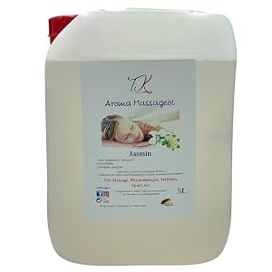 Huile de massage aromatique 5 l - Jasmin pour massage, physiothĂ©rapie, bien-ĂȘtre, sport, etc. - QualitĂ© pharmaceutique