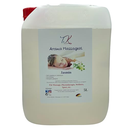 5L Aroma Massageöl - Jasmin für Massage, Physiotherapie, Wellness, Sport uvm., Artzneimittel Qualität