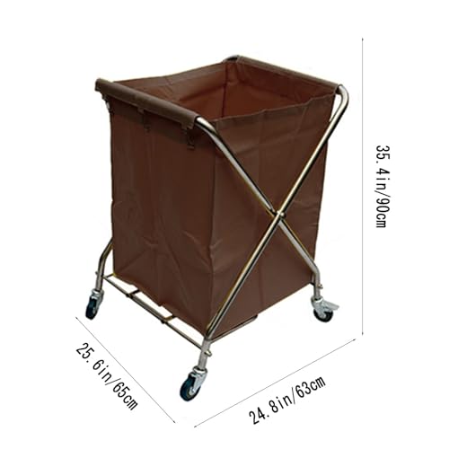 Panier à linge pliable à roulettes en acier chariot durable hôtel - 3