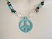 Turquoise Peace Sign Necklace, handmade jewelry boho bohemian hippie gypsy new age cowgirl southwest