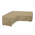 OutdoorLines Waterproof Outdoor Patio Sectional Cover - UV Resistant & Windproof V-Shaped Patio Furniture Covers for Deck, Lawn and Backyard, 420D Heavy Duty Couch Cover 89" L (on Each Side) Camel