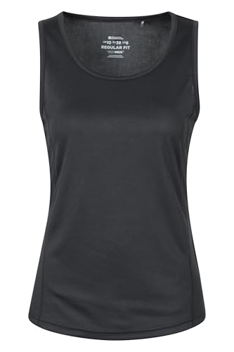 Mountain Warehouse Endurance II Womens Striped Vest - Lightweight Ladies Top, Breathable Tank Top, Easy Care - Best for Beach, Walking, Holidays, Travelling Black Women's Size 18