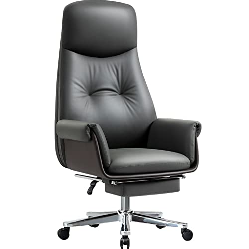 Silla ergonómica para Oficina en casa con reposapiés, Respaldo Alto, Silla de Escritorio ejecutiva, Silla de computadora gerencial giratoria de 360° con Ruedas, Altura Ajustable,