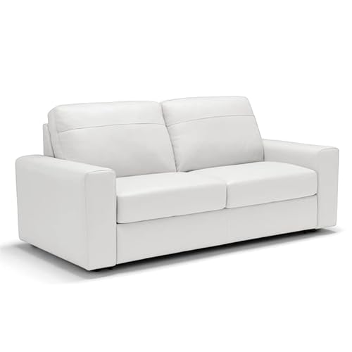 Sunset Trading White Divine 80" Leather Sofa Sleeper 3 Seater Couch with Full Size Pull Out Mattress, | Contemporary Apartment Sofabed Sunset Trading White Divine 80" Leather Sofa Sleeper 3 Seater Couch with Full Size Pull Out Mattress, | Contemporary Apartment Sofabed