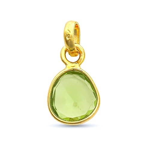 Pendentif en péridot taillé en rose de forme libre et bélière en argent sterling 925