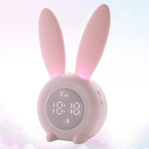 Reloj despertador de silicona rosa con luz LED y alarma pequeña de escritorio 7