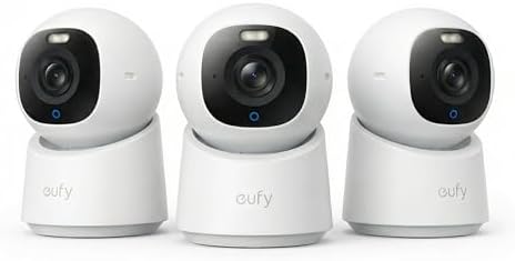 eufy Security Indoor Cam E30 (3-Pack),4K Pet/Baby/Nanny Camera,360° Pan Tilt,AI Auto Tracking,Color Night Vision,Two-Way Audio,AI Human/Pet Detection,Works with HomeKit