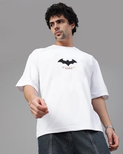 Image of Men's Oversized Batman T-Shirt - Cotton Half Sleeve Graphic Tee | Superhero Printed Casual T-Shirt for Men