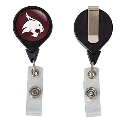 Desert Cactus Texas State University Retractable Badge Holder TXState Bobcats ID Reel with Ticket Clip for Lanyard, Work, School & Office Access