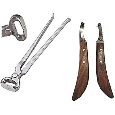 Farrier Hoof Nipper 14 Inch & Hoof Knives Set (Left & Right Handed) Professional Horse Hoof Trimming & Shoeing Tools, Sharp Stainless Steel Blades, Durable & Ergonomic Design