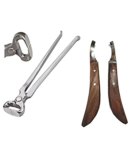 Equinez Tools Farrier Hoof Nipper 14 Inch & Hoof Knives Set (Left & Right Handed) – Professional Horse Hoof Trimming & Shoeing Tools, Sharp Stainless Steel Blades, Durable & Ergonomic Design