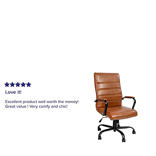 Flash Furniture Whitney High Back Desk Chair - Brown Leathersoft Executive Swivel Office Chair With Black Frame - Swivel Arm Chair #TOP8