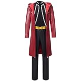 YJCOS Anime Edward Elric's Cosplay Adult Red Leather Jacket Coat Full Set Trench Coat Top Pants Halloween