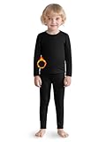 VZV 2T-6Y Toddler Thermal Set Thermal Underwear for Kids Fleece Lined Toddler Base Layer Long Johns for Kids Boys Girls Black