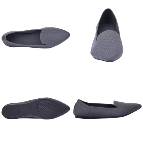 Image of Frank Mully Women's Casual Loafer Flats Slip On Loafer Shoes Comfortable Knit Flat Shoes Classics Pointy Toe Loafer Flats,for Work,Travel