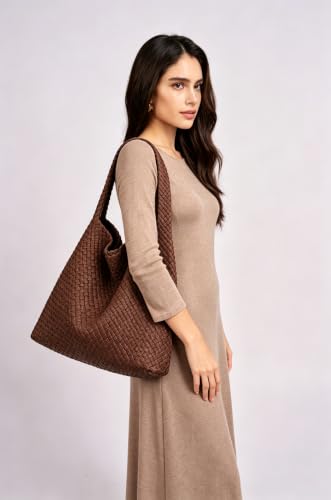Image of MELOLILA Large Woven Tote Bag for Women Weave Purse Woven Leather Handbag
