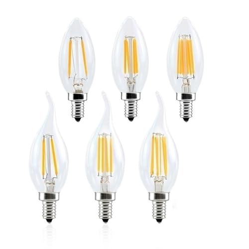 SIYTREWQS, 6�p�b�N�ALED�L�����h���t�B�������g�d���A2W/4W/6W C35/C35L AC110V LED�_�C�I�[�h�����v�A���g���G�W�\���V�����f���A�d��(Warm White,4W E12 C35)