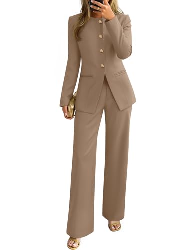 ZESICA Women's 2026 Spring Two Piece Suits Set Casual Business