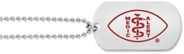 MEDICALERT Foundation Dog Tag Medical ID Necklace for Men and Women with Free Custom Engraving - Silver - 30 Inches