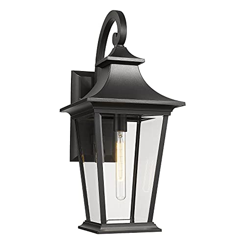 Emliviar Large Outdoor Wall Light, 25" Modern Front Porch Light for House, Clear Glass in Black Finish, XE220B BK by Emliviar - Used condition - US$190.18