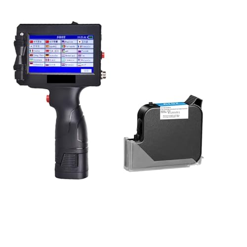 Inkjet Printer, 25.4mm Portable Handheld Inkjet Printer Production Date QR Coding Machine Plastic Metal Carton Printing is Fast Dry Without Fading(1 Printer-1 HD Ink)