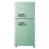 frigo anni 60 Installazione semplice e sicura – Dimensioni 40 x 45,5 x 89,6 cm, peso 17 kg, piedini regolabili, gas R600A e alimentazione 220V–240V / 50Hz.