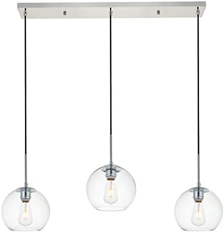 Baxter 36 Inch 3 Lights Black Pendant with Clear Glass in Chrome & Clear