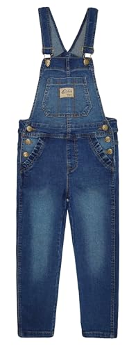 Salopette en jean fille combinaison extensible douce avec poche à rabat