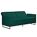 Novogratz Skylar Coil, Modern Sofa Bed and Couch, Green Velvet Futon