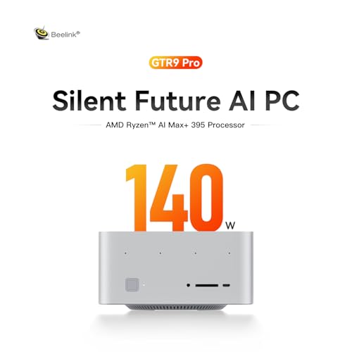 Image of Beelink GTR9 Pro 395 AI Mini PC, AMD Ryzen AI Max+ 395(126TOPS,16C /32T,5.1GHz), 128G LPDDR5X 2TB PCIe4.0 x4 SSD, Mini Computer AMD Radeon 8060S Built-in MIC /USB4 /WiFi7 /BT5.4 /Dual 10Gbps